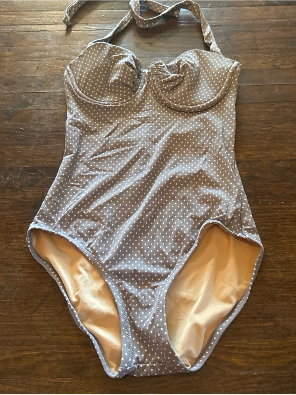 J. Crew Gray Polka Dot One-Piece Swimsuit